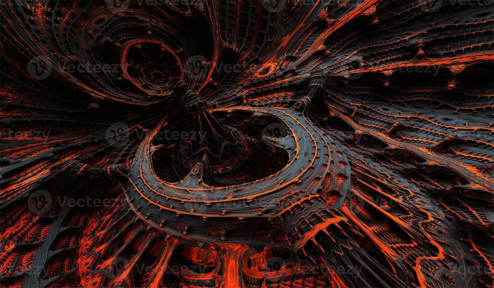Abstract Computer generated Fractal design. 3D Illustration of a Beautiful infinite mathematical mandelbrot set fractal. photo