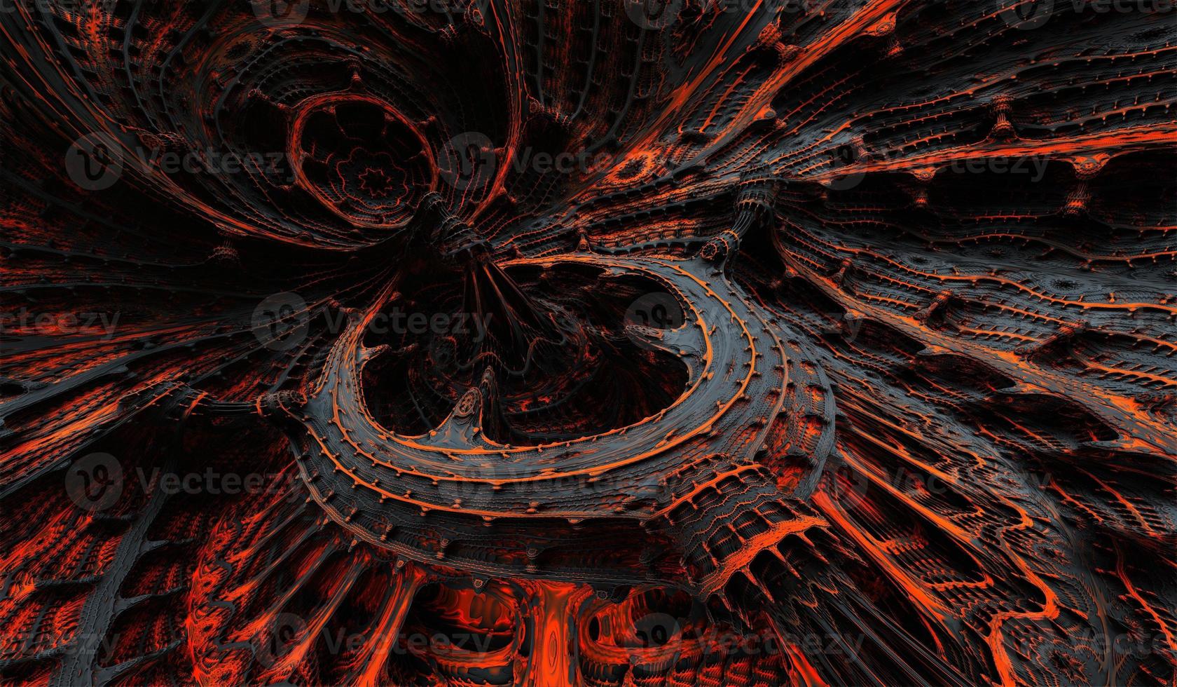 diseño fractal generado por ordenador abstracto. Ilustración 3d de un hermoso conjunto de mandelbrot matemático infinito fractal. foto