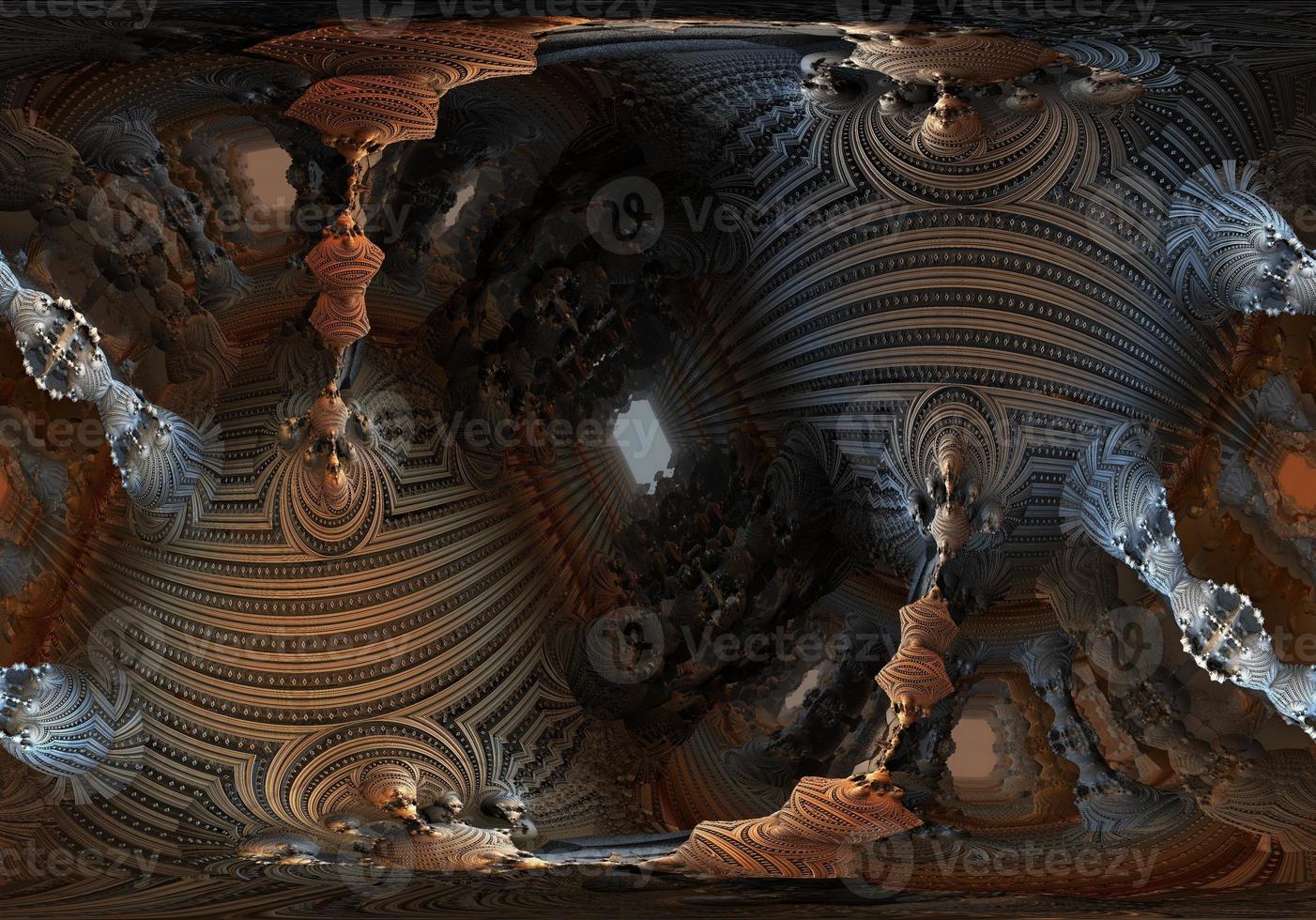 Abstract Computer generated Fractal design. 3D Illustration of a Beautiful infinite mathematical mandelbrot set fractal. photo
