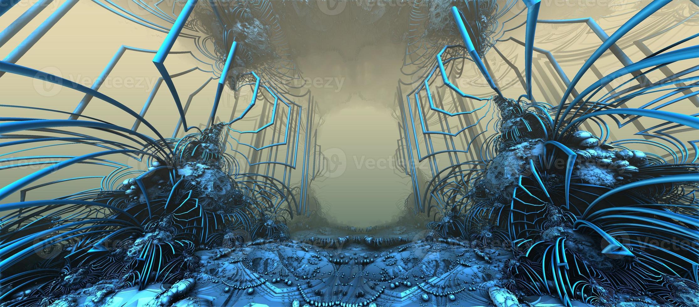 Abstract Computer generated Fractal design. 3D Illustration of a Beautiful infinite mathematical mandelbrot set fractal. photo