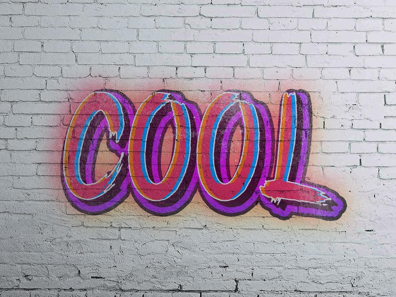 Cool concept image painted on a brick wall photo