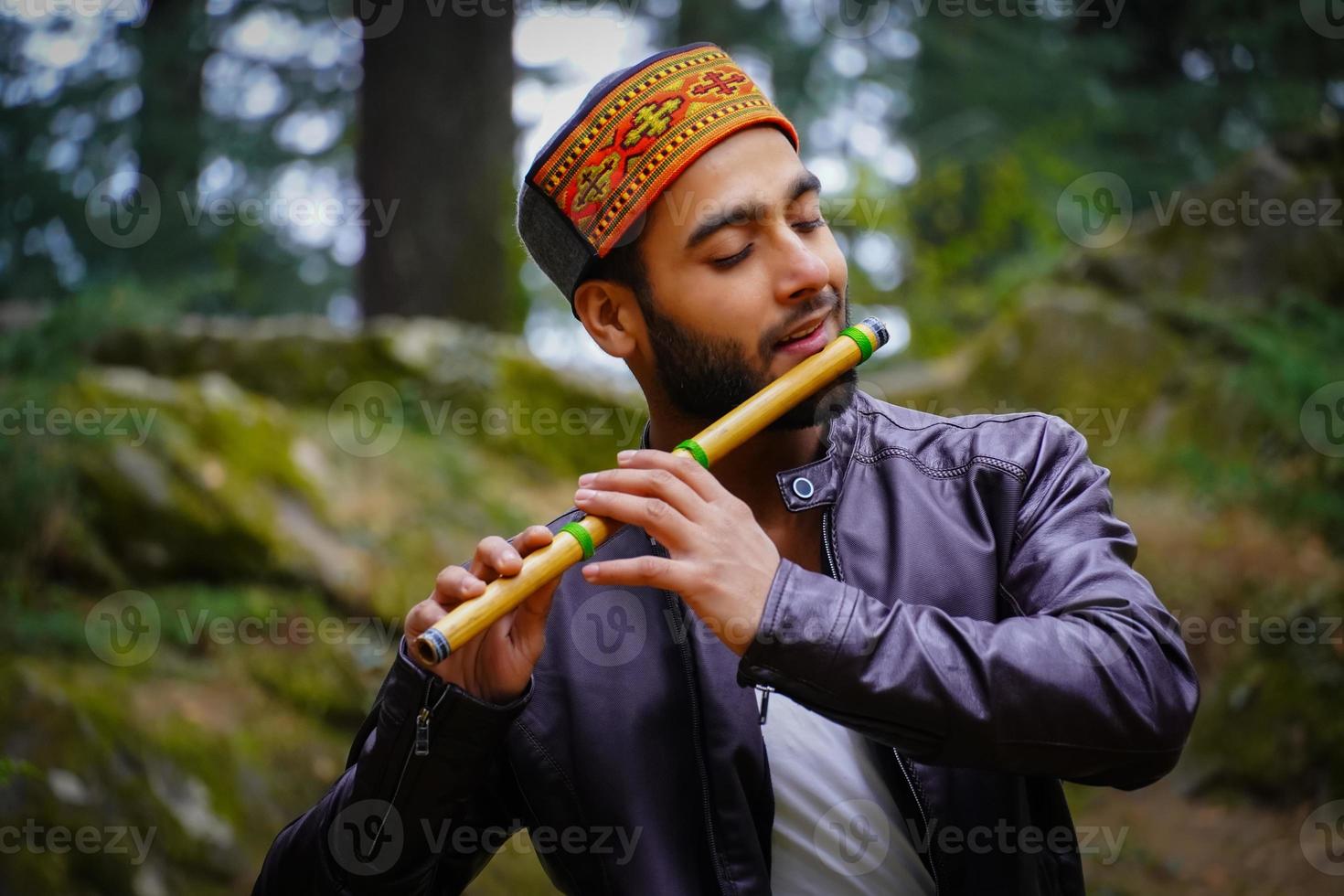 Portrait himachali boy on the street in Himalayan photo