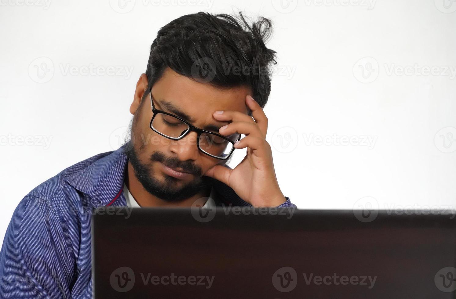 man in tension due to work photo