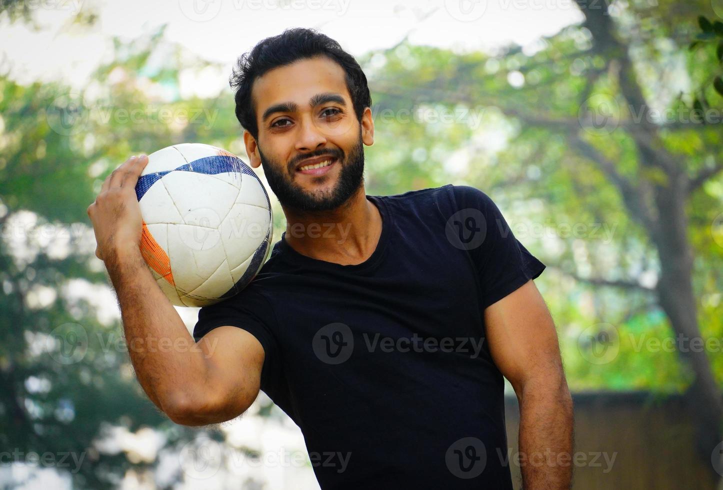 Young football player at the football Ground indian man image photo