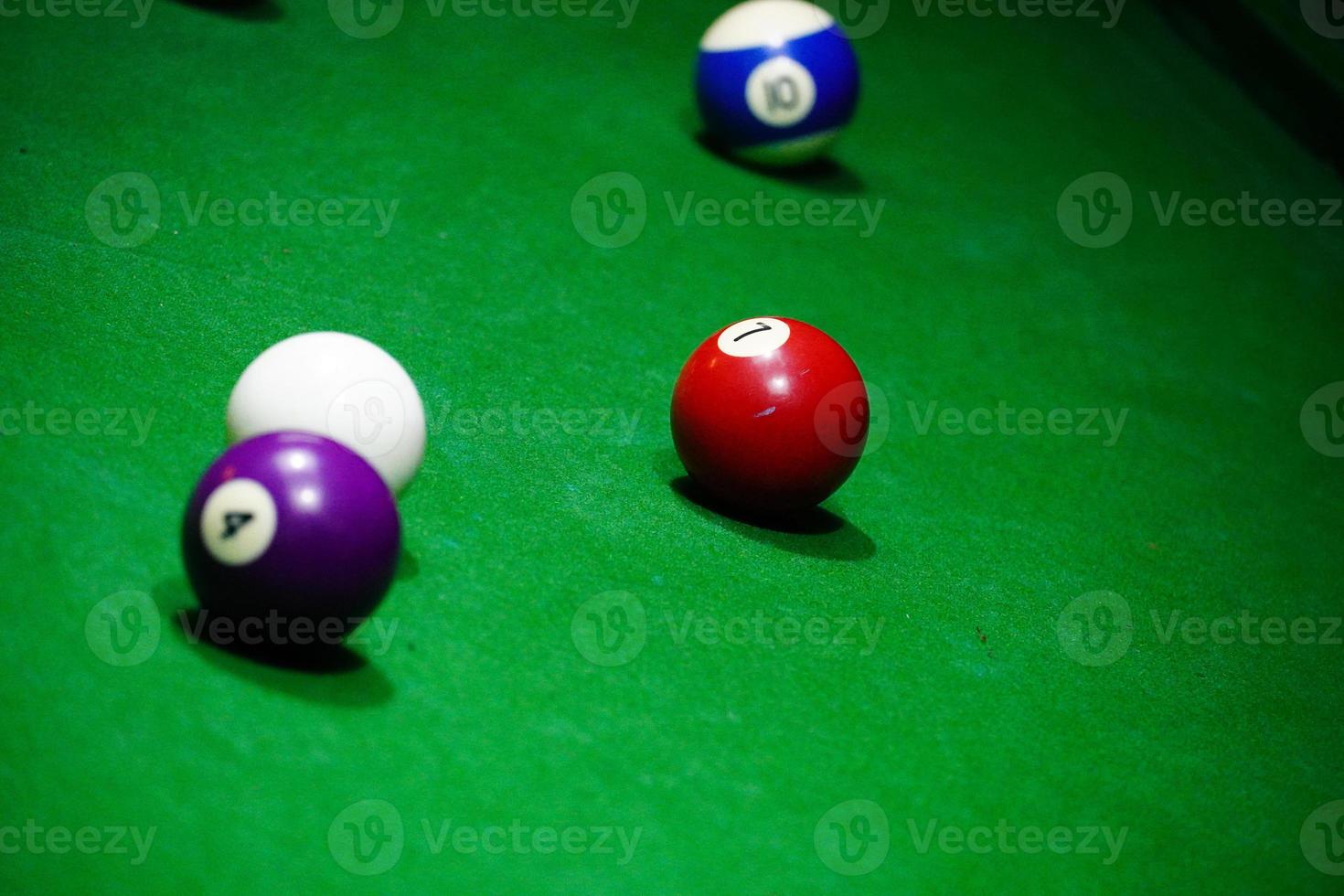 Pool table and ball in a club house stock photo