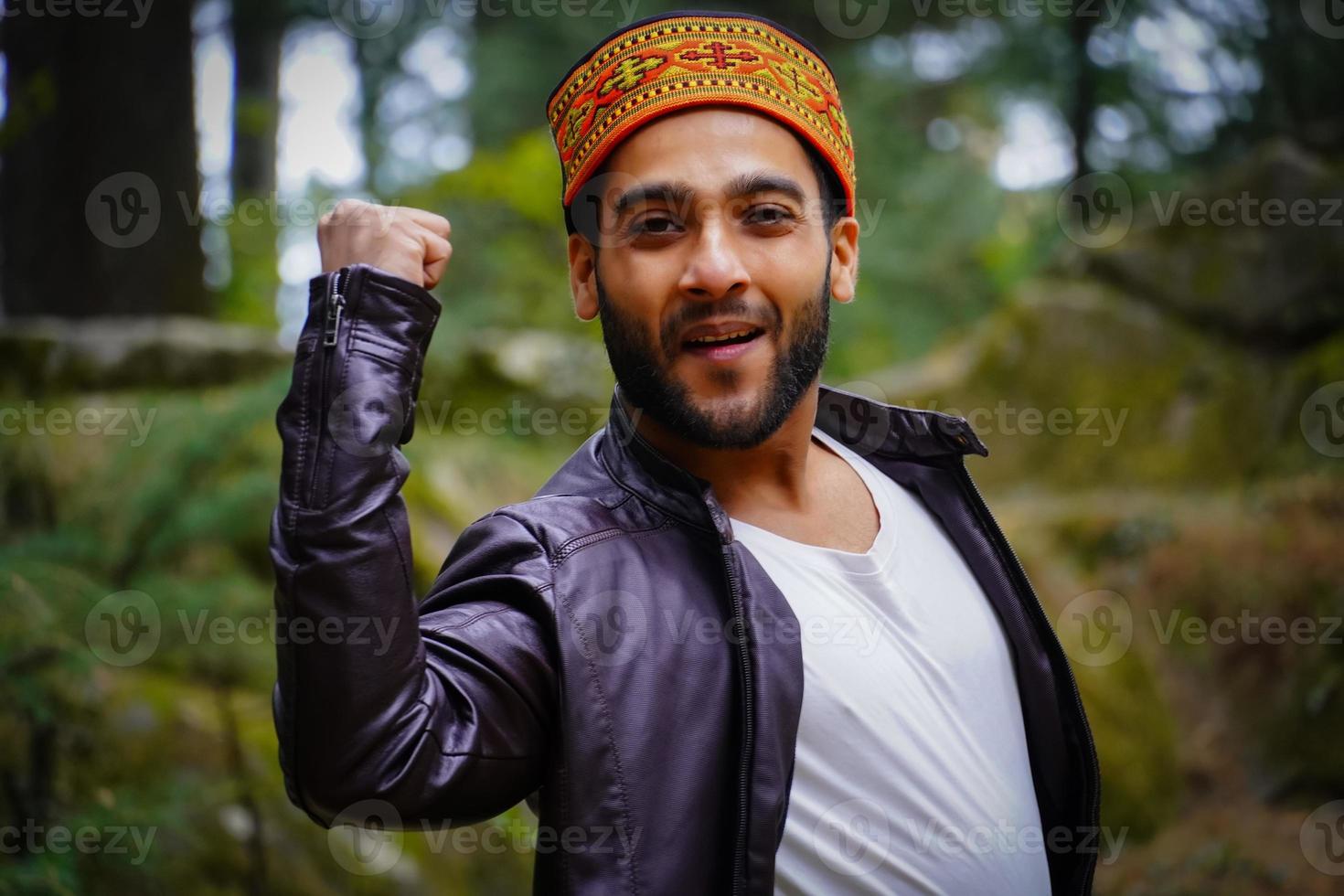 Portrait himachali boy on the street in Himalayan photo