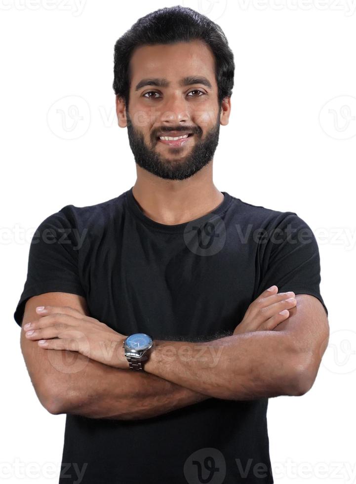 un retrato de hombre en fondo blanco foto