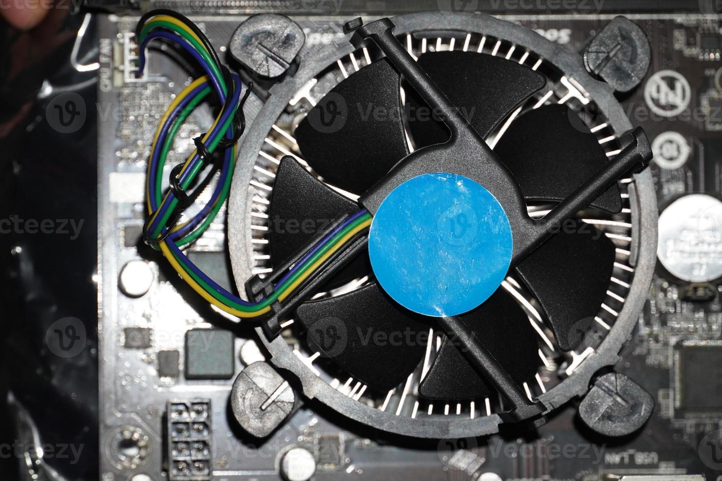 CPU fan on mother board image photo