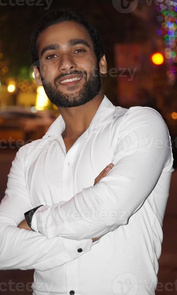 a young man with beautiful lights Portrait photo