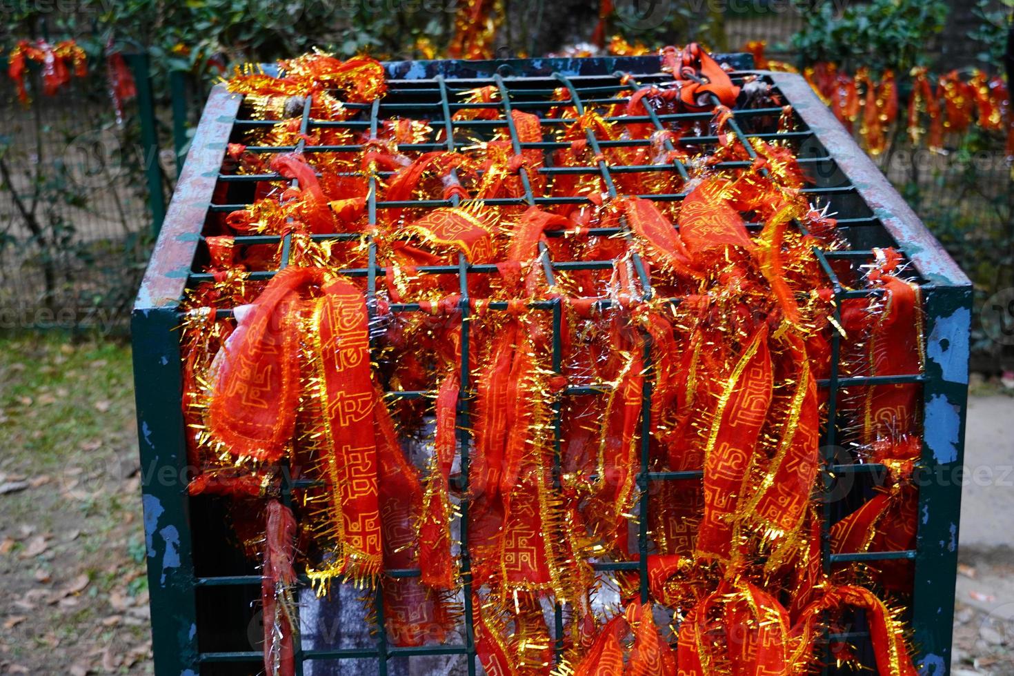 Chunni in Devi temple in images photo
