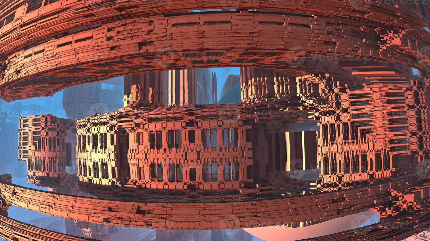 Spaceship Abstract Computer generated Fractal design. 3D Illustration of a Beautiful infinite mathematical mandelbrot set fractal. photo