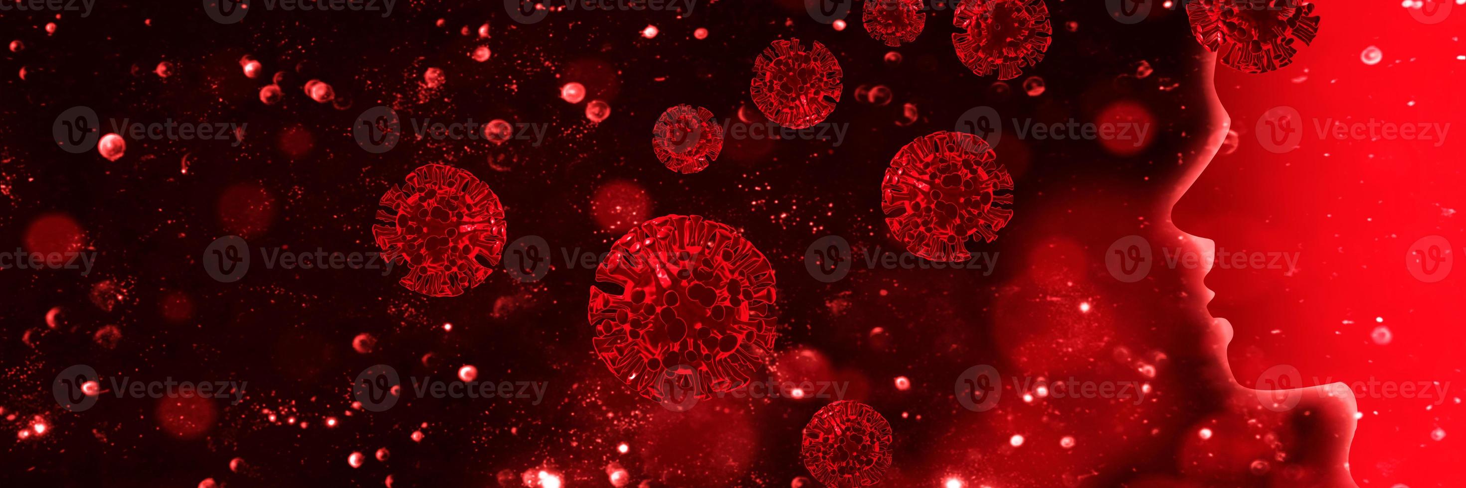 Corona virus background, pandemic risk concept. 3D illustration photo