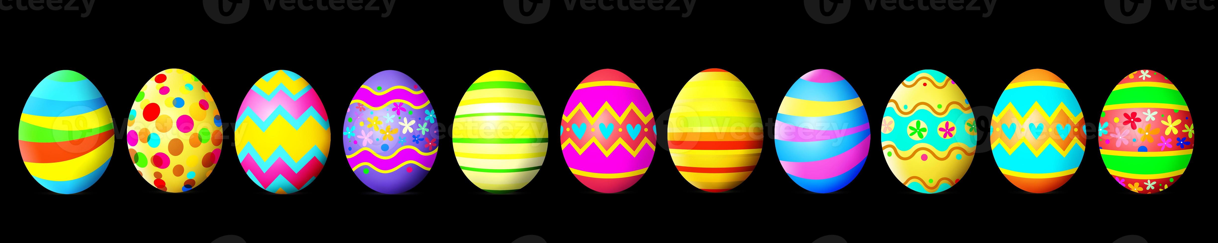 Beautiful Easter background with colorful Easter eggs. 3d illustration photo