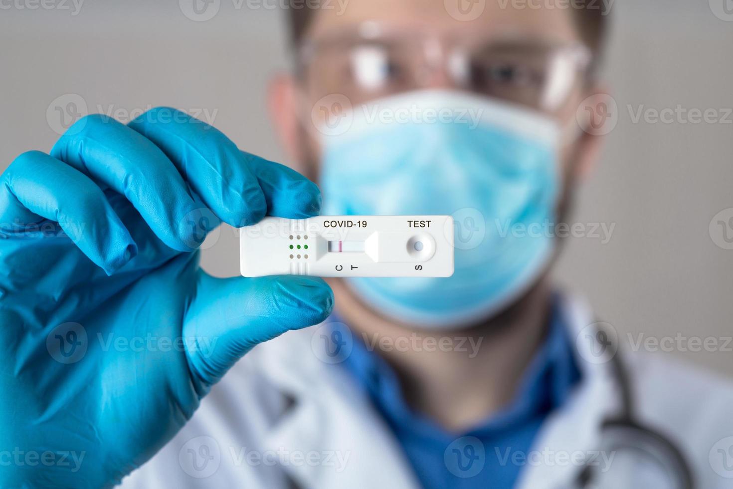 Negative test result by using rapid test device for COVID-19. photo