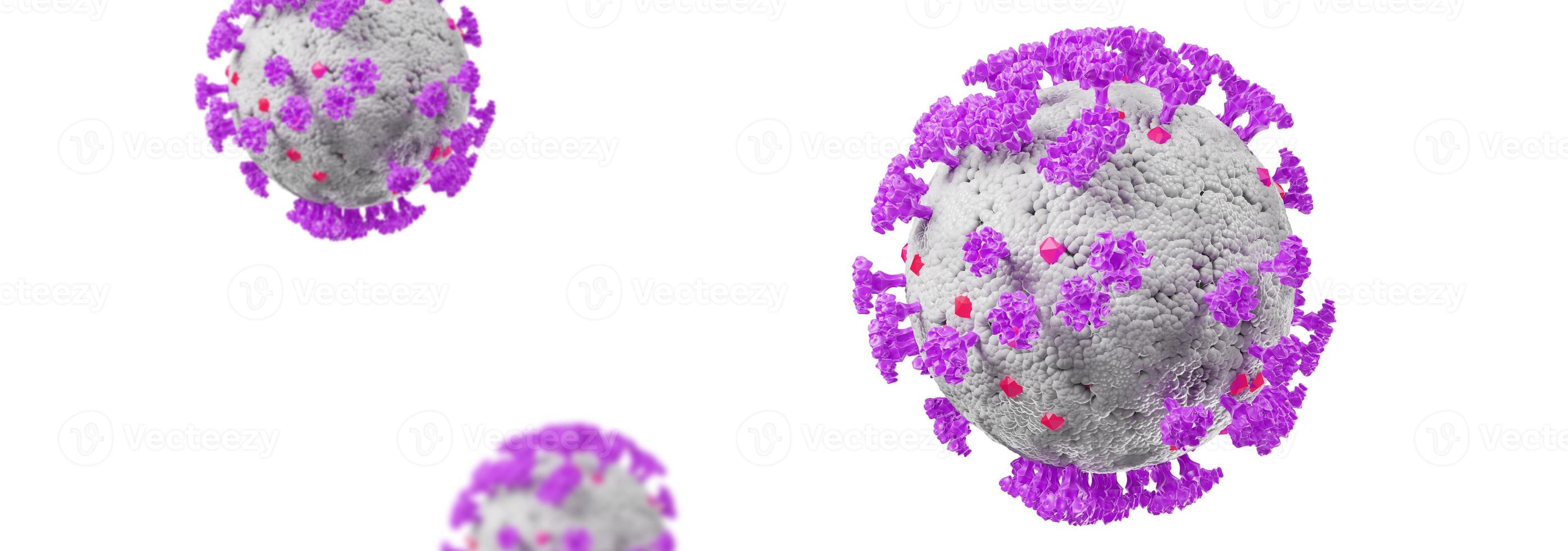 Detail of Corona Virus under the microscope. 3D illustration photo