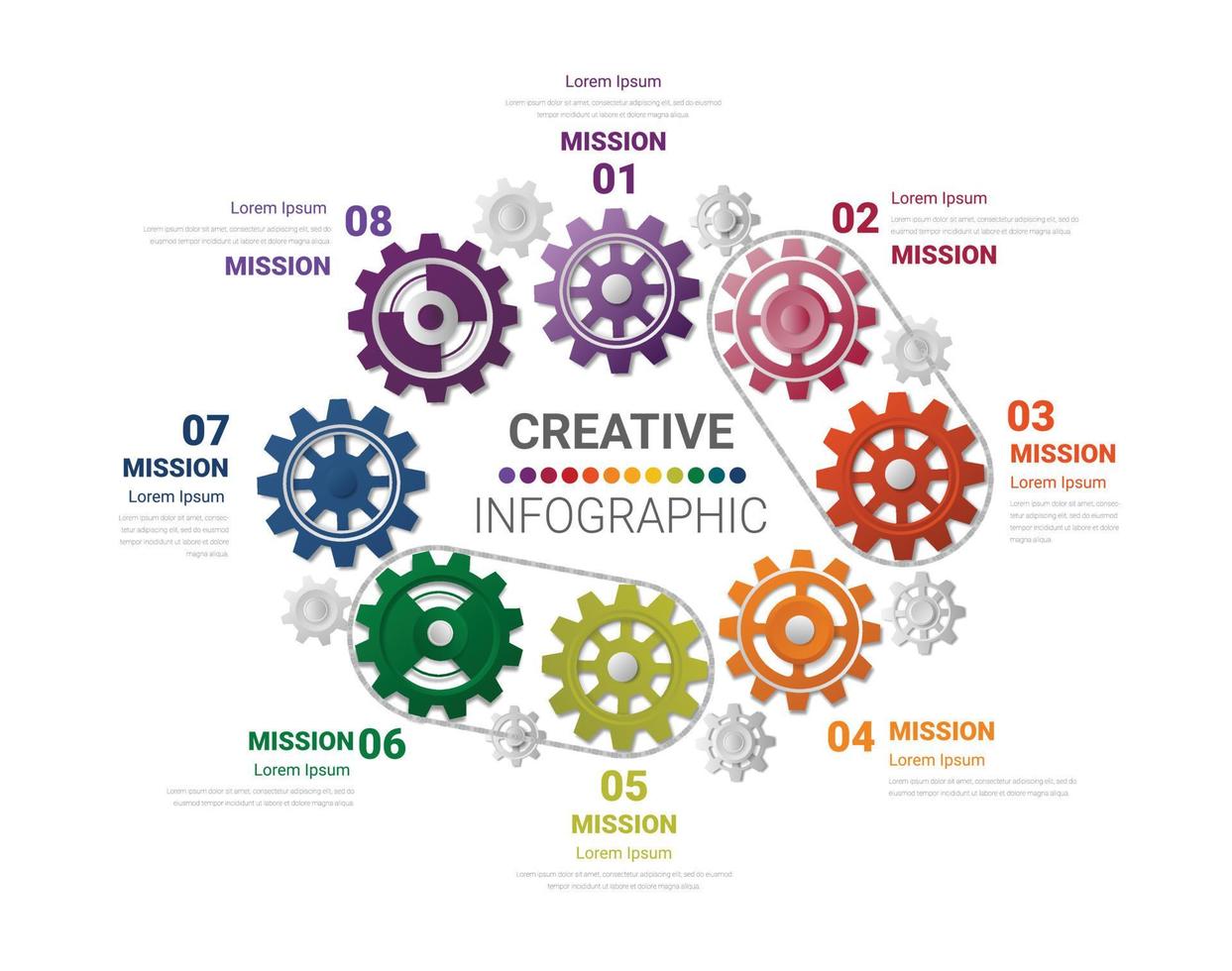 Gear infographics for presentation 8 steps. vector