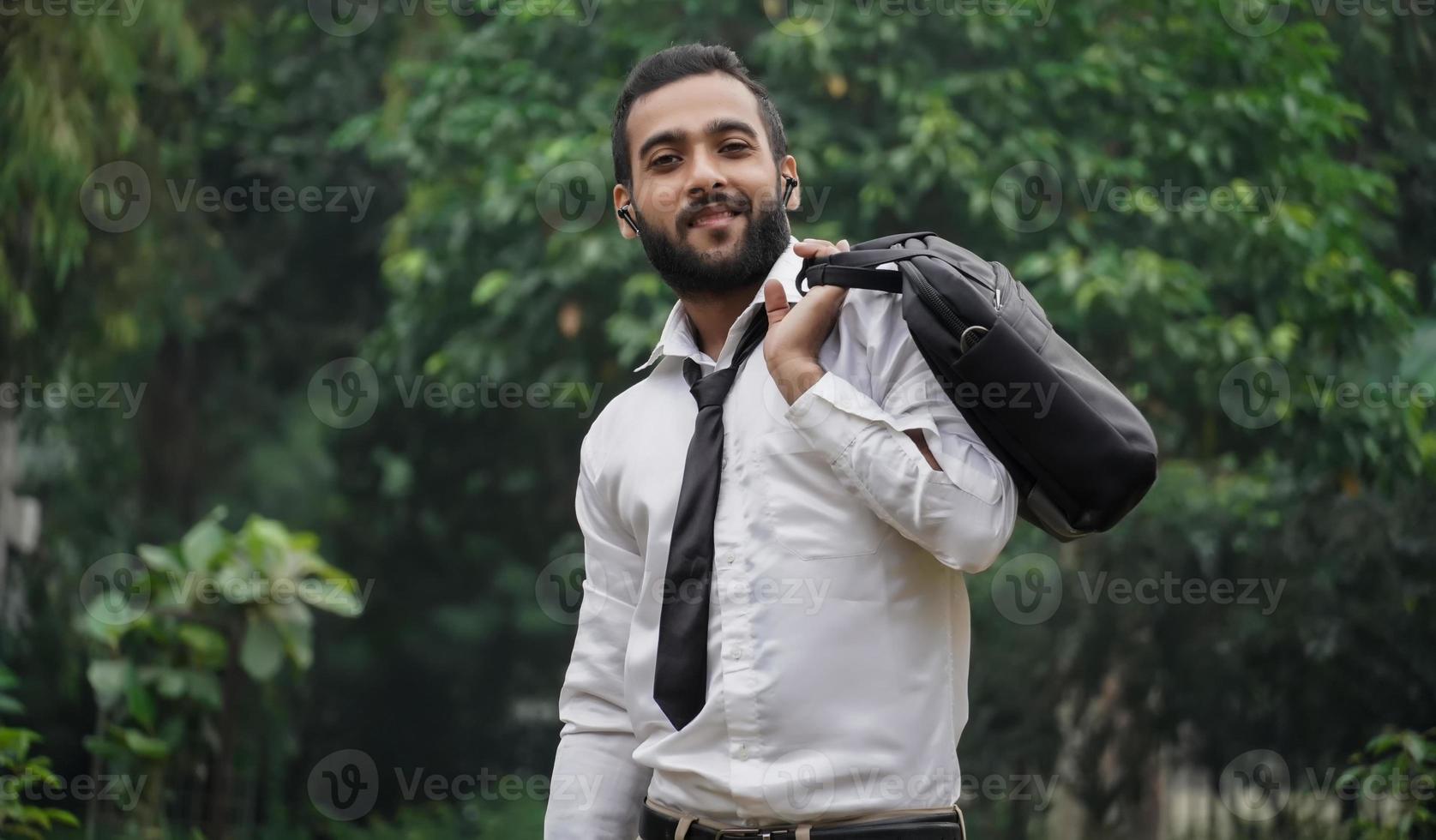 a young asian boy is going for an internship for new job photo