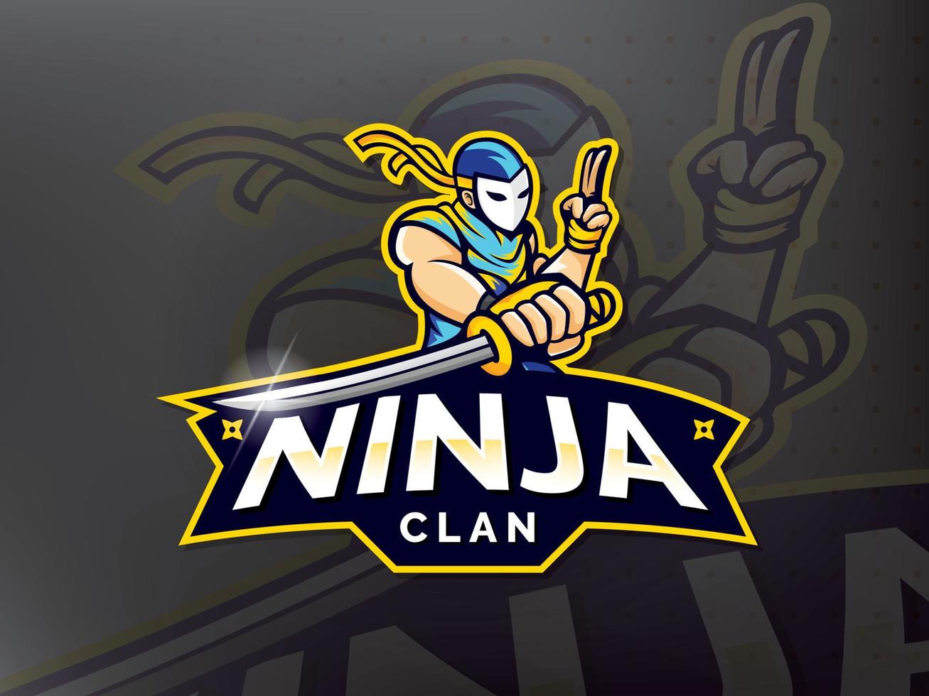 diseño de logotipo de mascota ninja esports vector