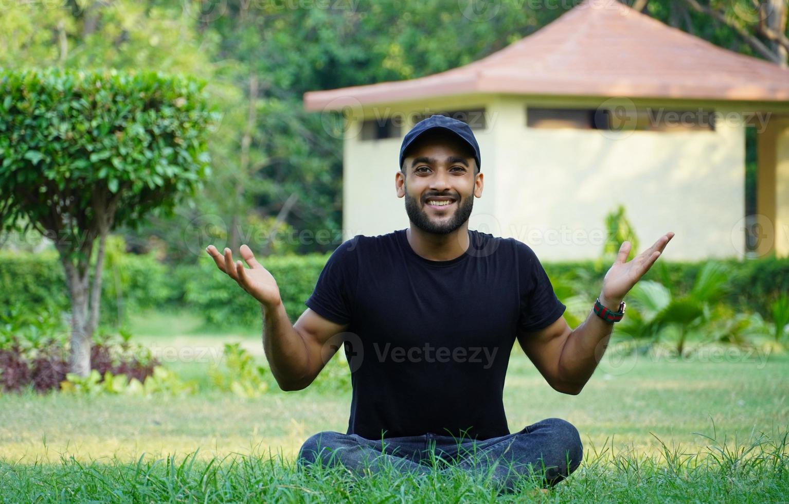 a man is in his farm house happy photo