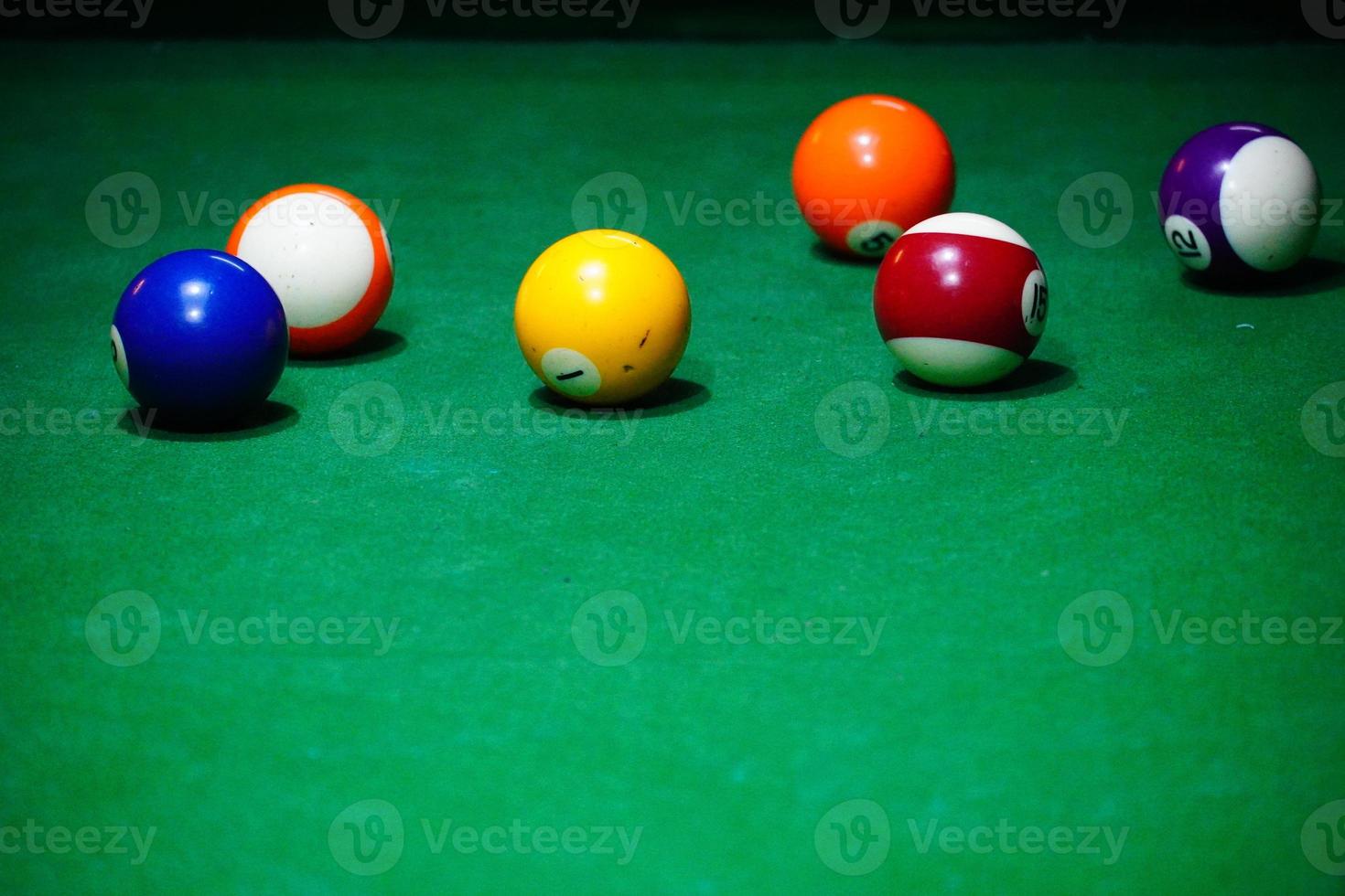 Pool table and ball in a club house stock photo