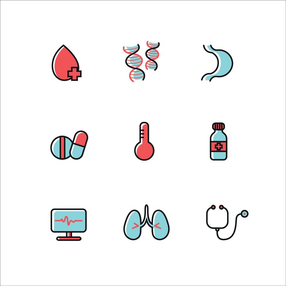 Set of Medicines Emergency Icons vector
