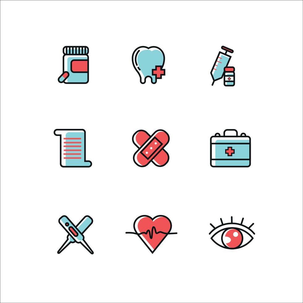 conjunto de iconos médicos y sanitarios vector