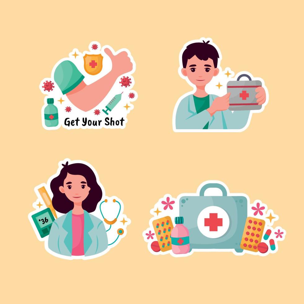 Set of Healthcare Stickers vector