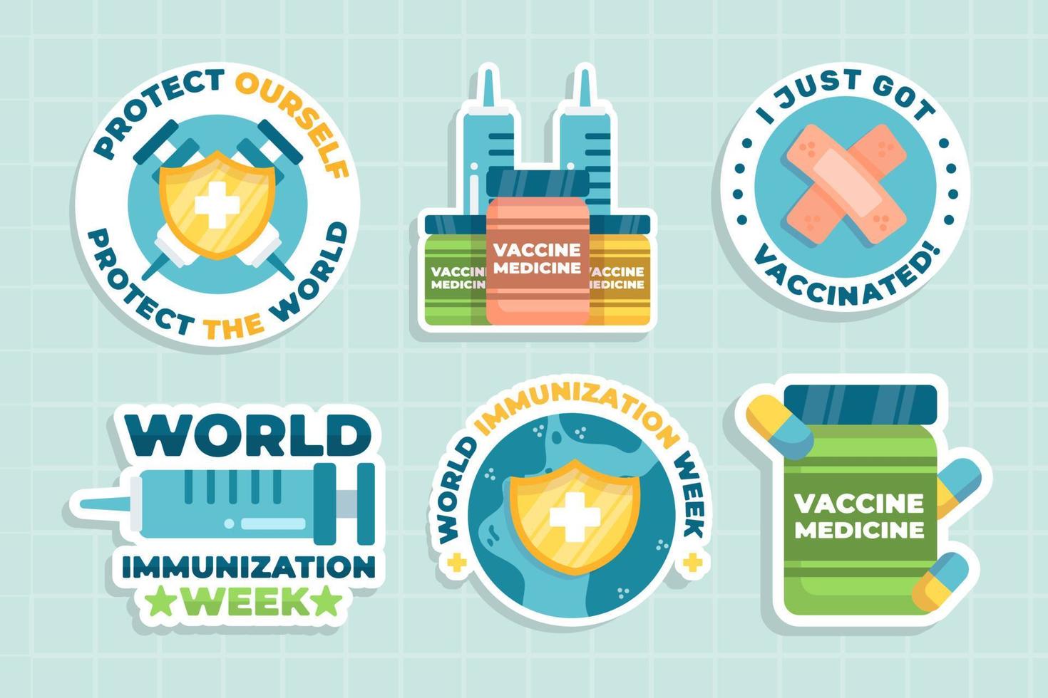 World Immunization Week Sticker Pack vector