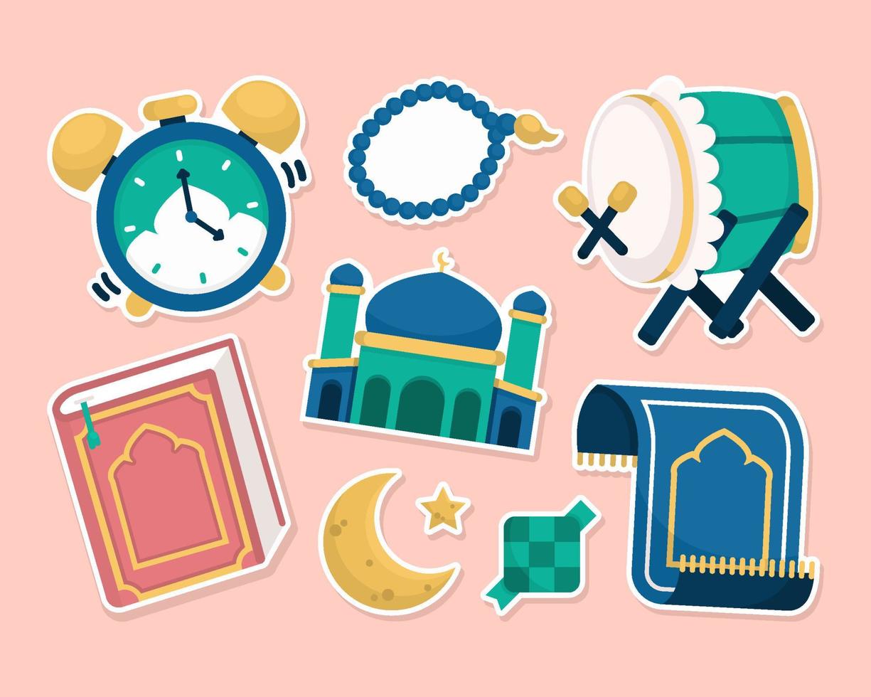 Islamic Journal Sticker Collection vector