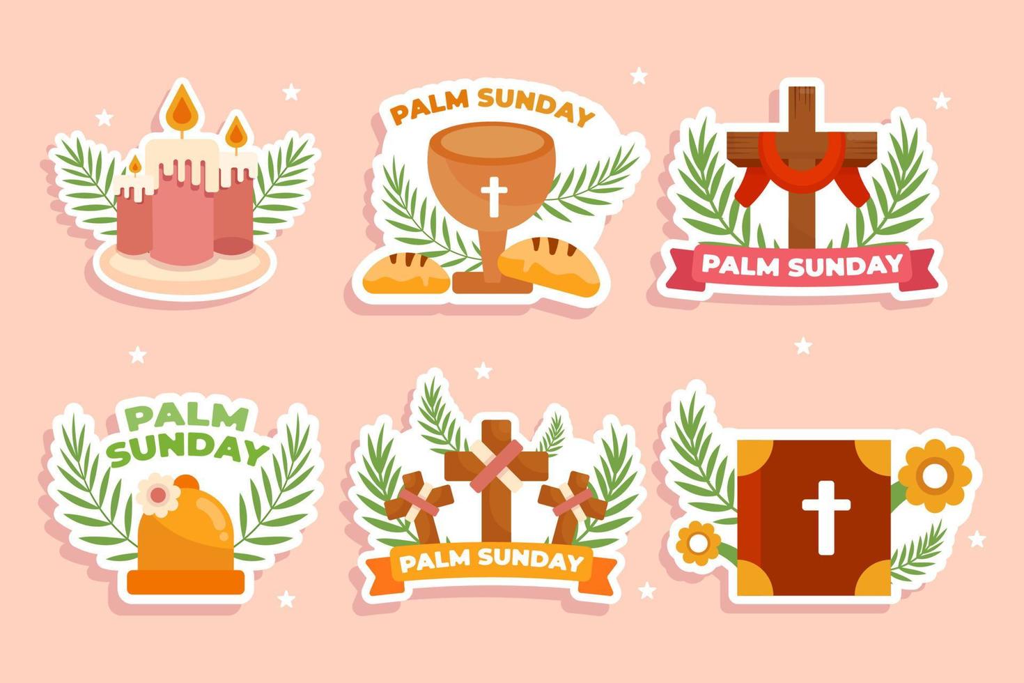 Palm Sunday Sticker Collection vector