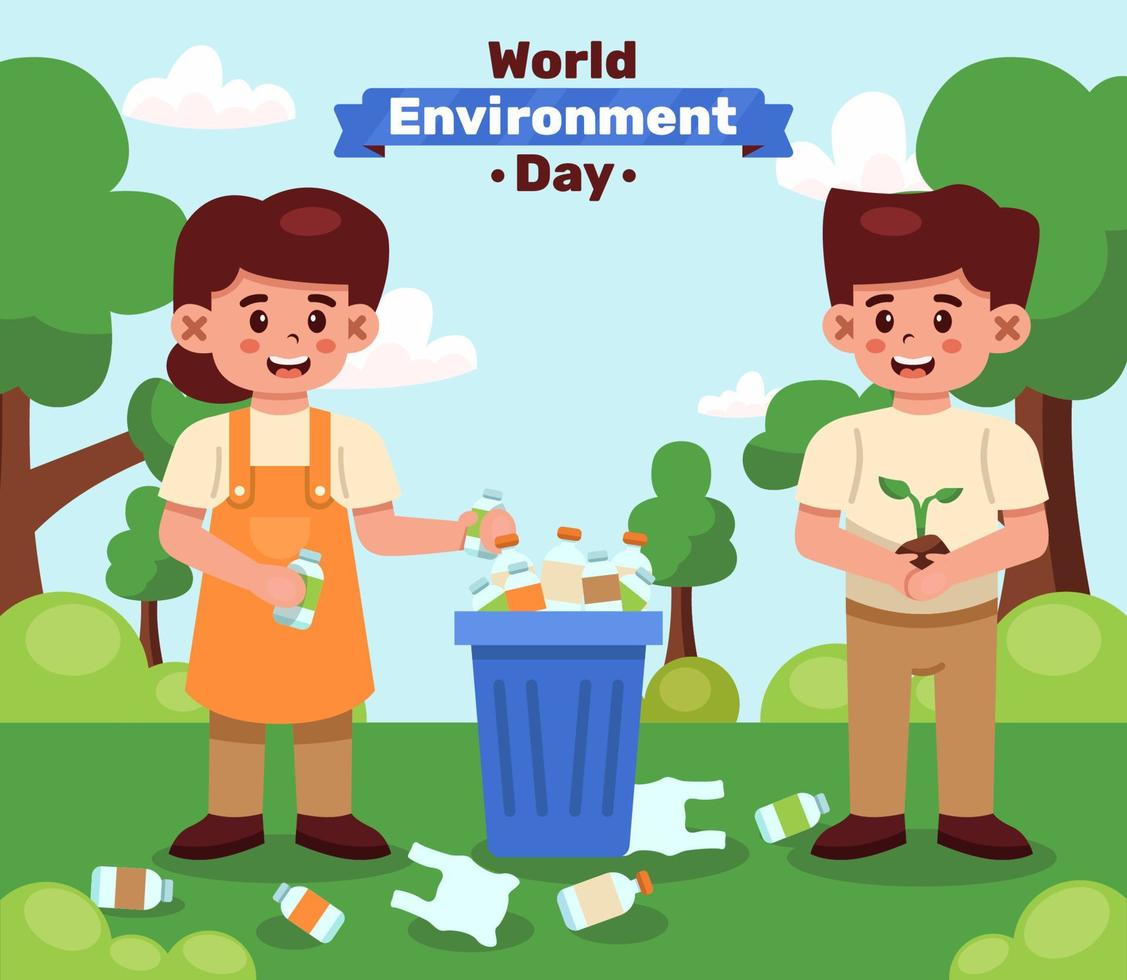 personas celebrando el día mundial del medio ambiente vector