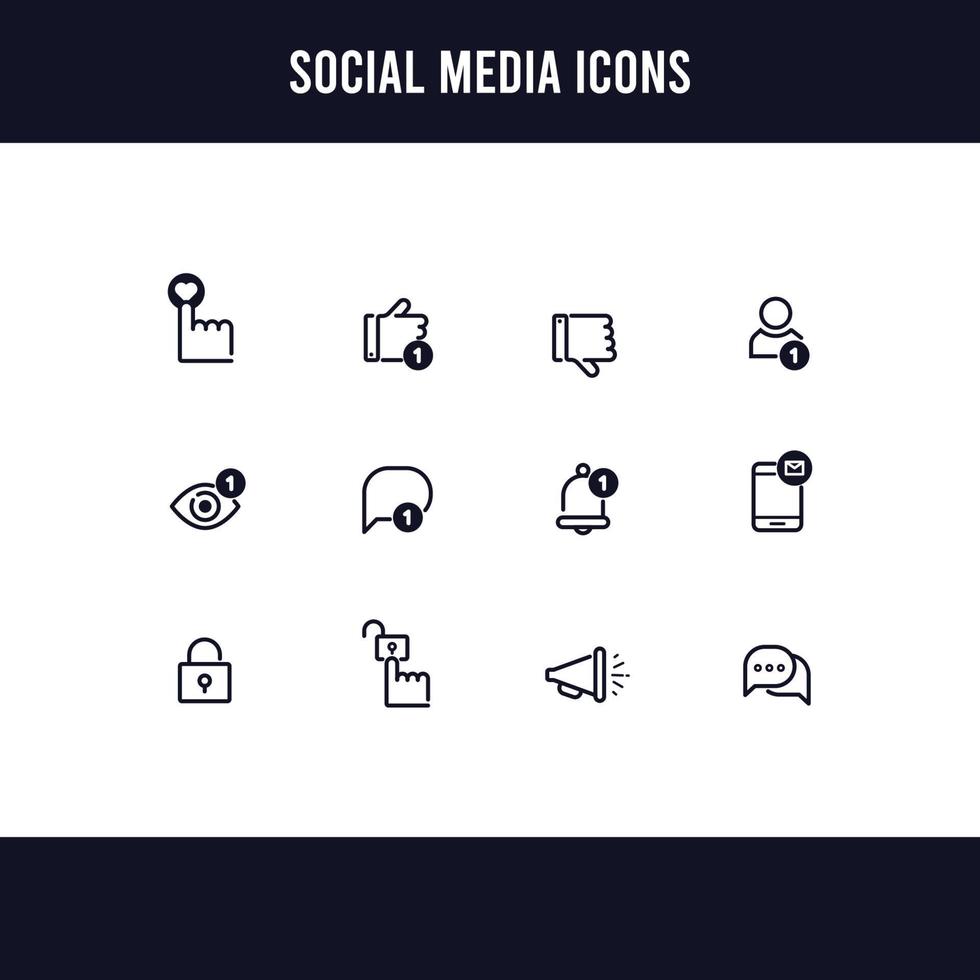 Outline Social Media Reaction Icon Set vector