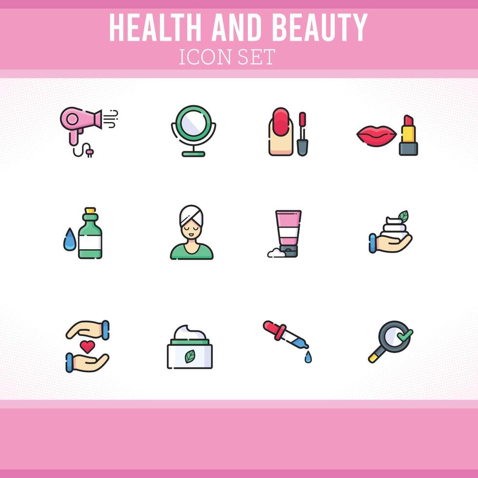 Health And Beauty Colorful Icon Set vector