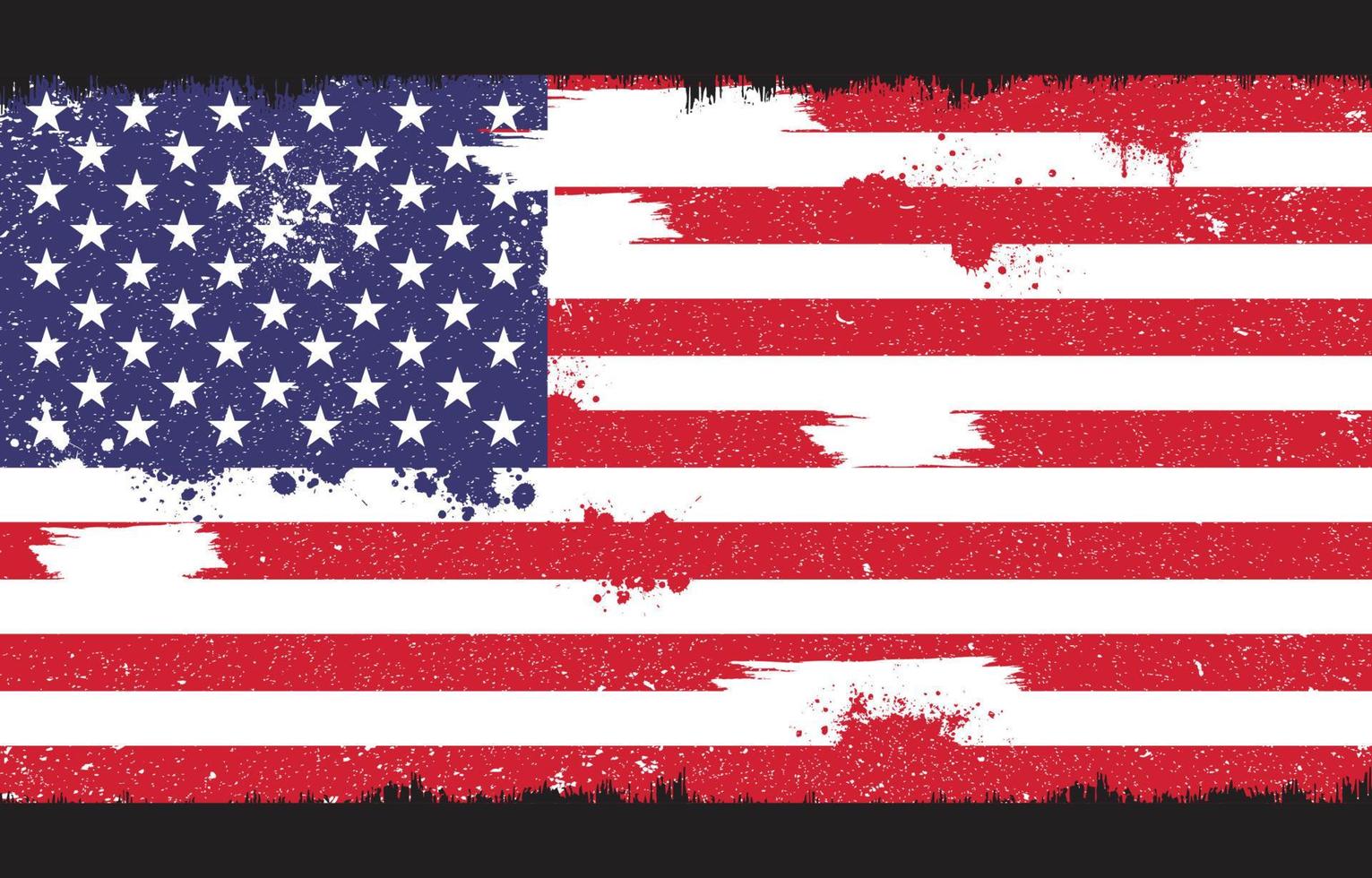 bandera americana angustiada con efecto grunge vector