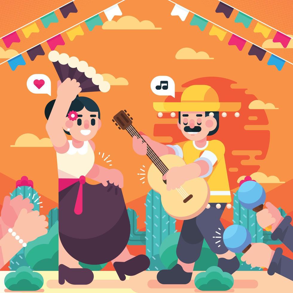 celebrando el festival mexicano cinco de mayo vector