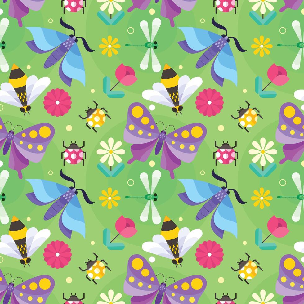 Seamless Insects Pattern vector