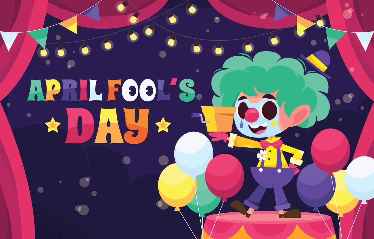 A Clown Performs On April Fool's Day vector