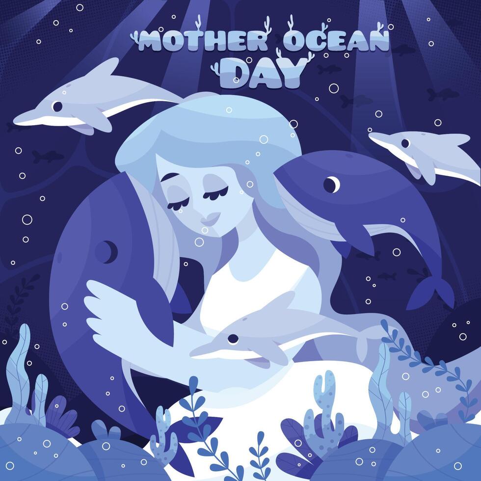Mother Of The Ocean Adores Ocean Life vector