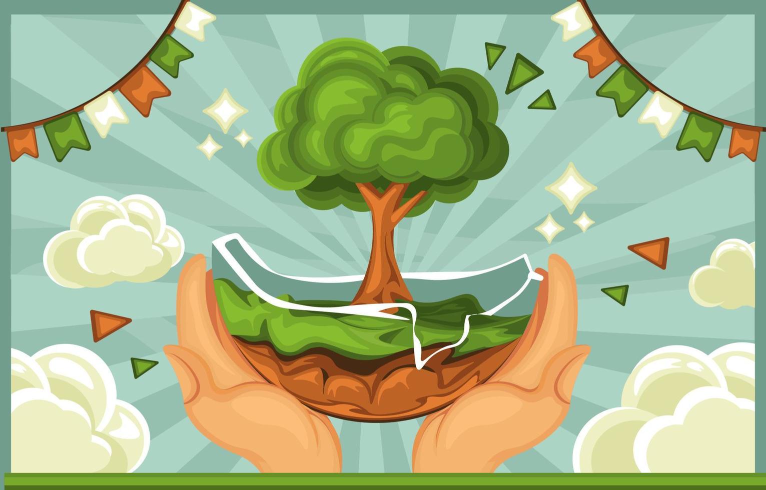 Save The Earth For Environtment Awareness Concept vector
