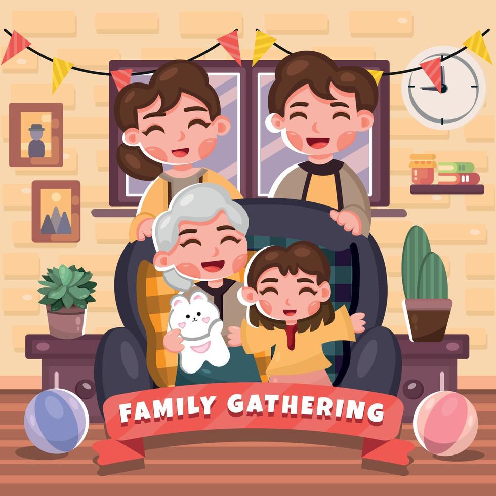 Happy Family Gathering Indoor Concept vector