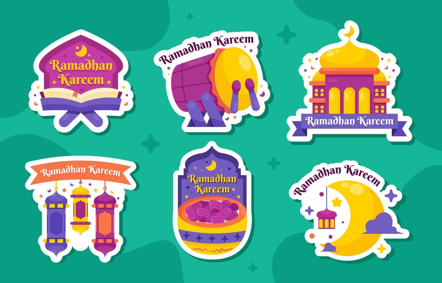 Colorful Fasting Month Sticker vector