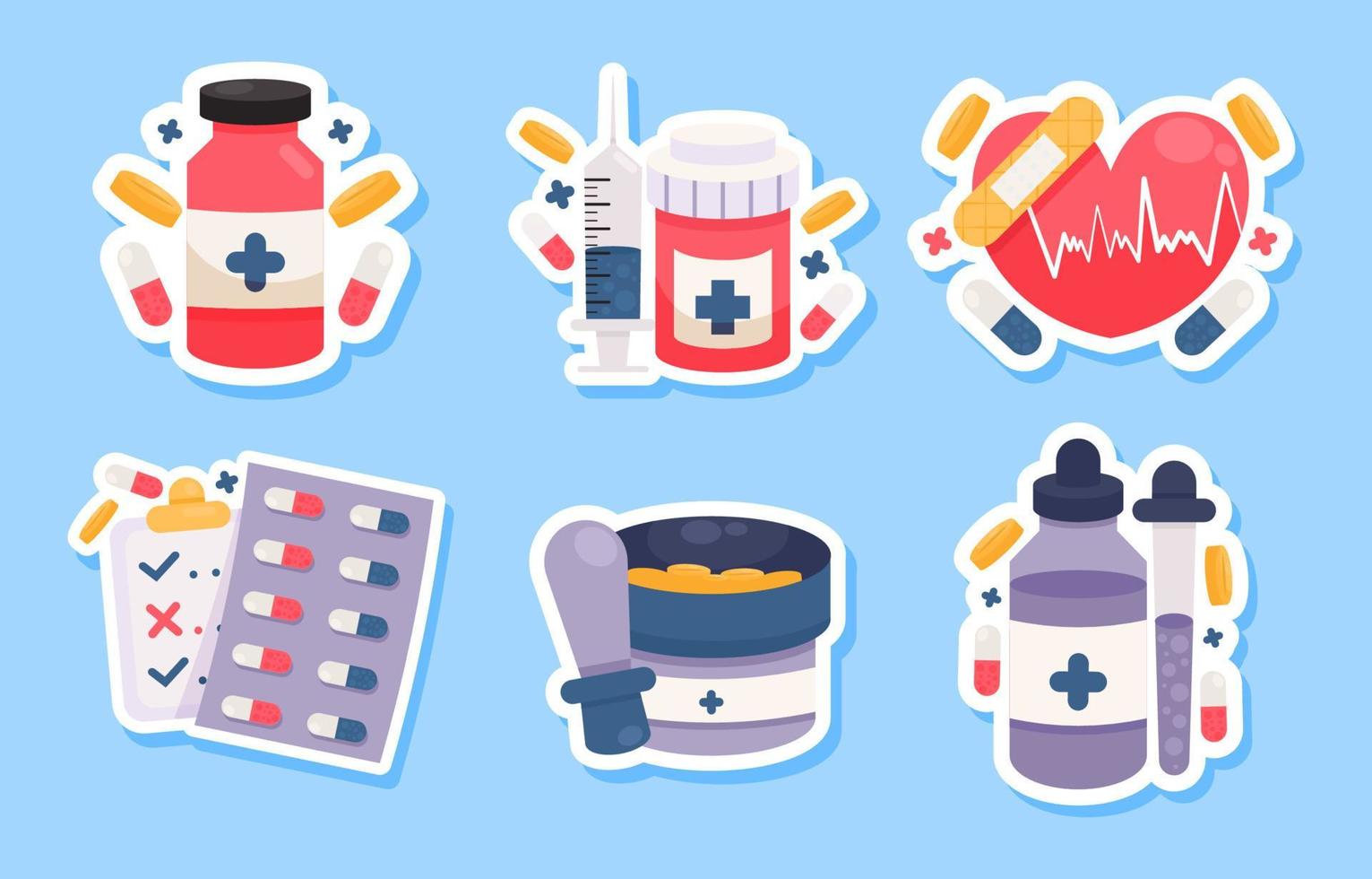 Colorful Apothecaries Sticker Set vector