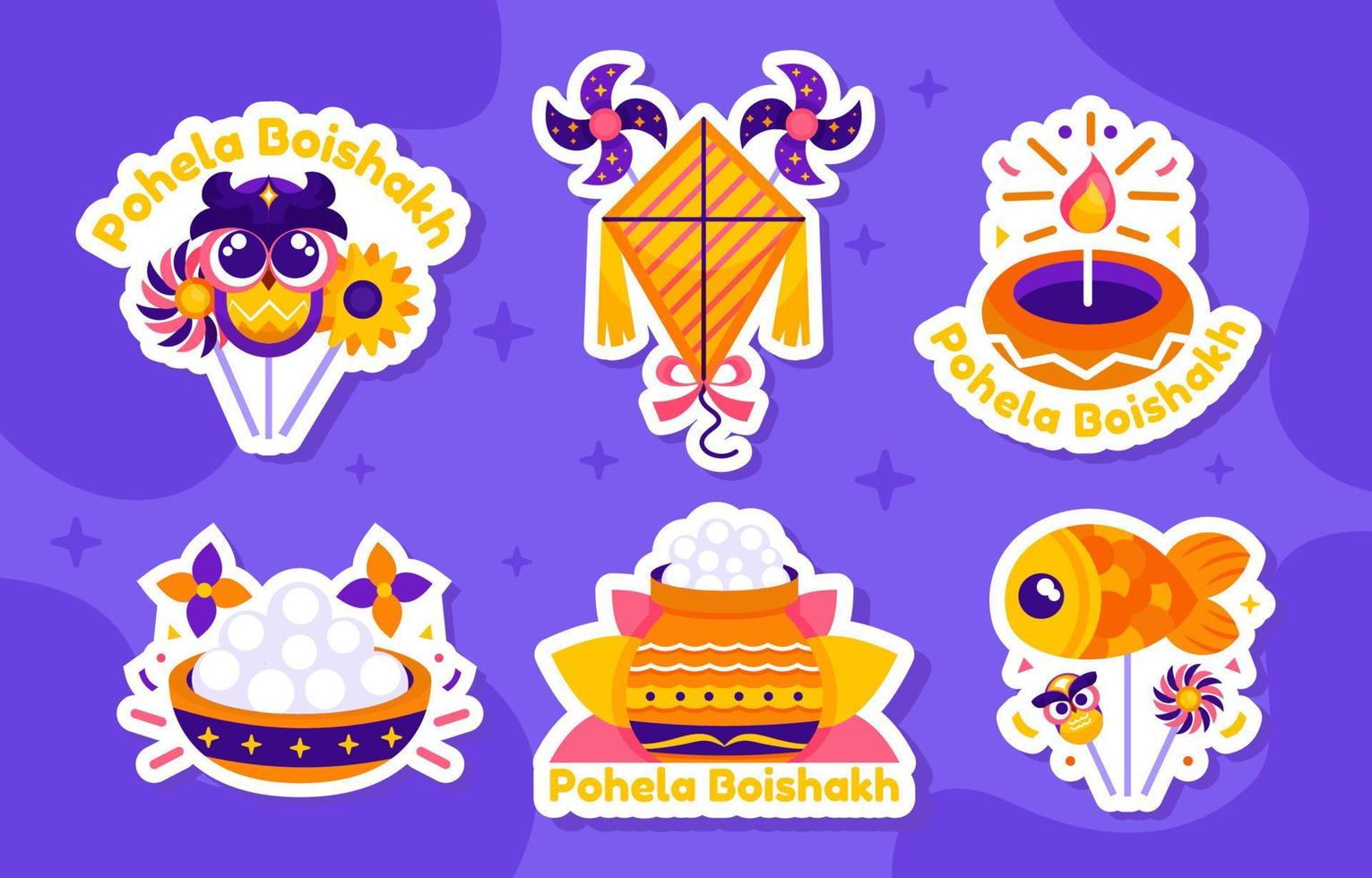 celebre el conjunto de pegatinas de pohela boishakh vector