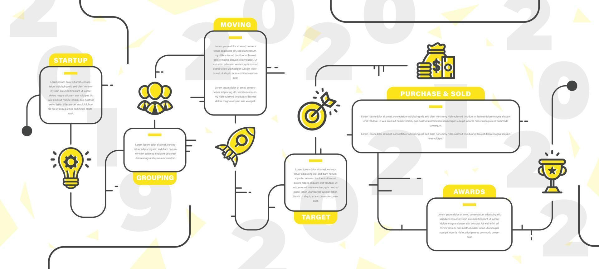 infografía amarilla creativa con contorno de color negro vector