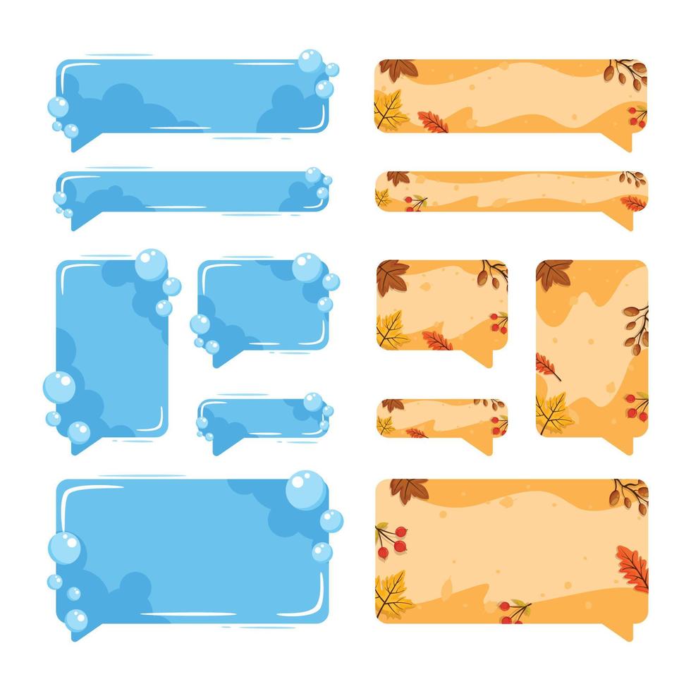 Cute Blue and Autumn Decorative Mobile Bubble Chat Set vector