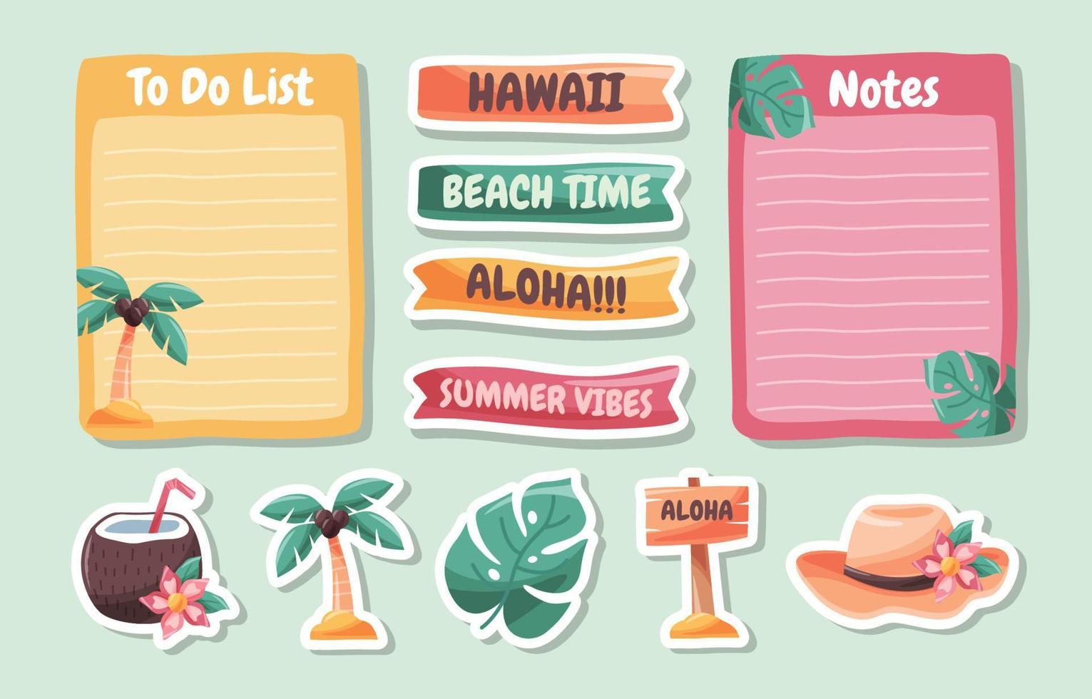 Hawaii Traveling Journal Sticker Collection vector