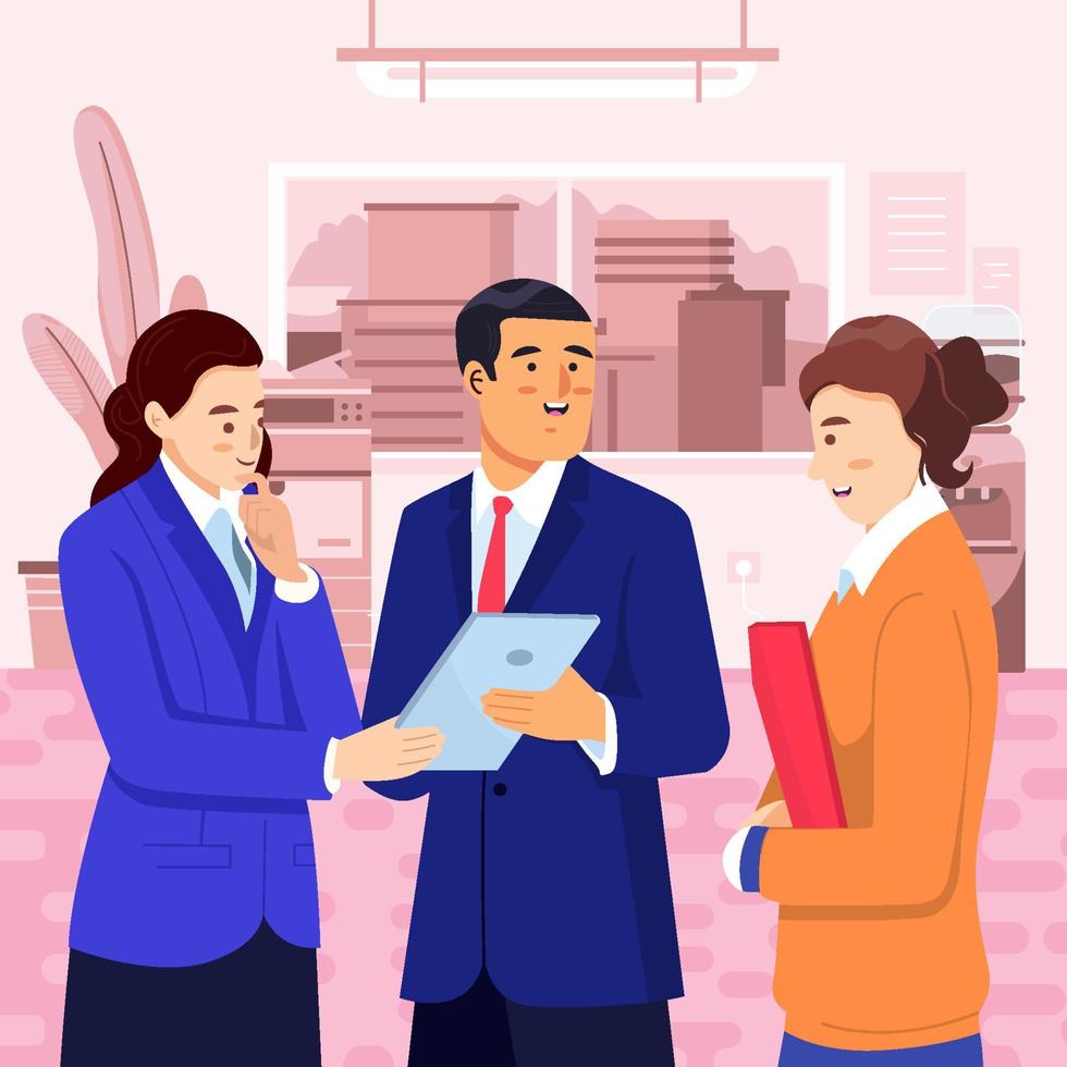 Group of Business People Looking at Tablet Concept vector
