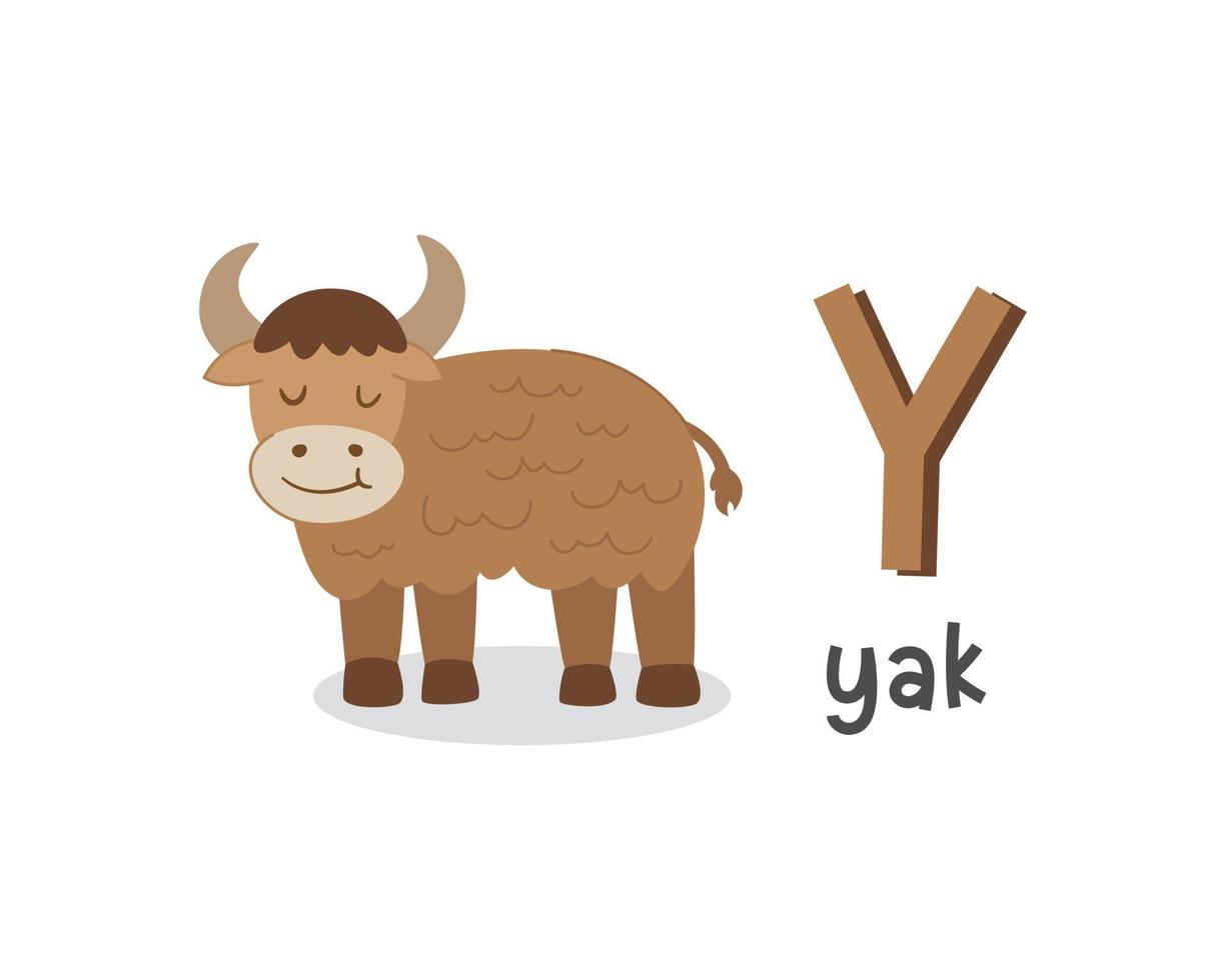 Vector illustration of alphabet letter Y and yak