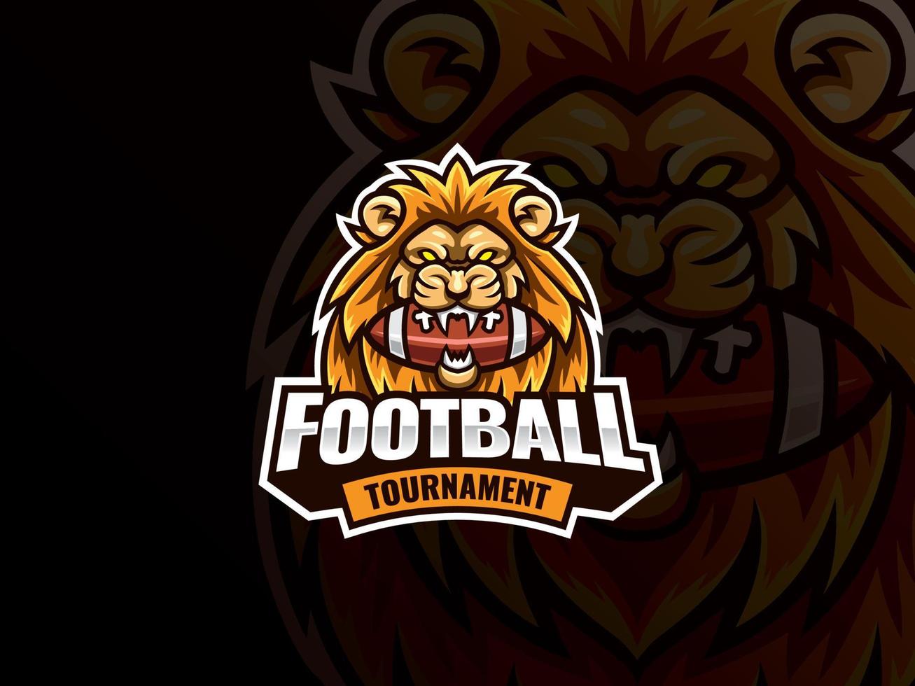 Lion football sport logo design vector