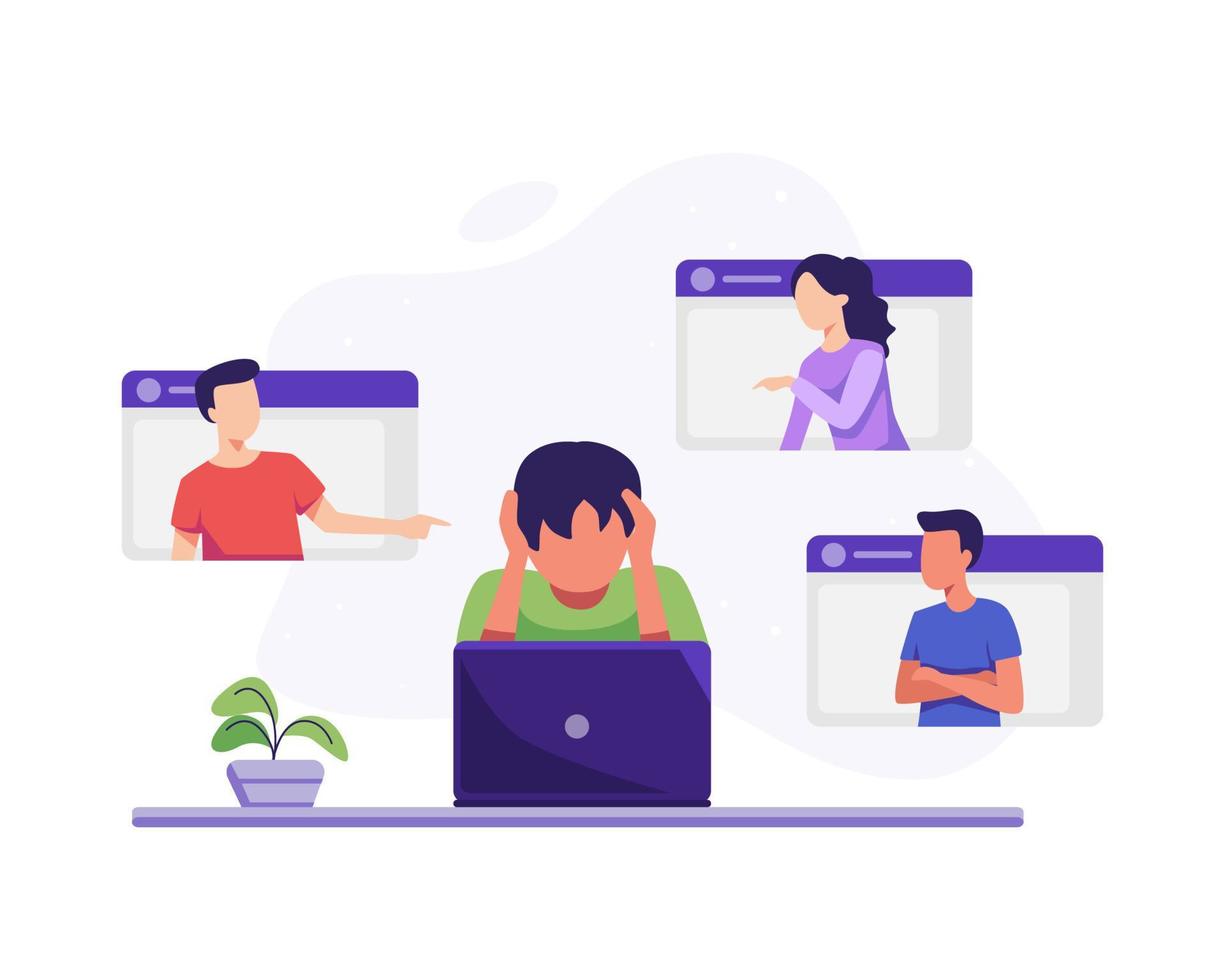 Cyberbullying in social networks vector